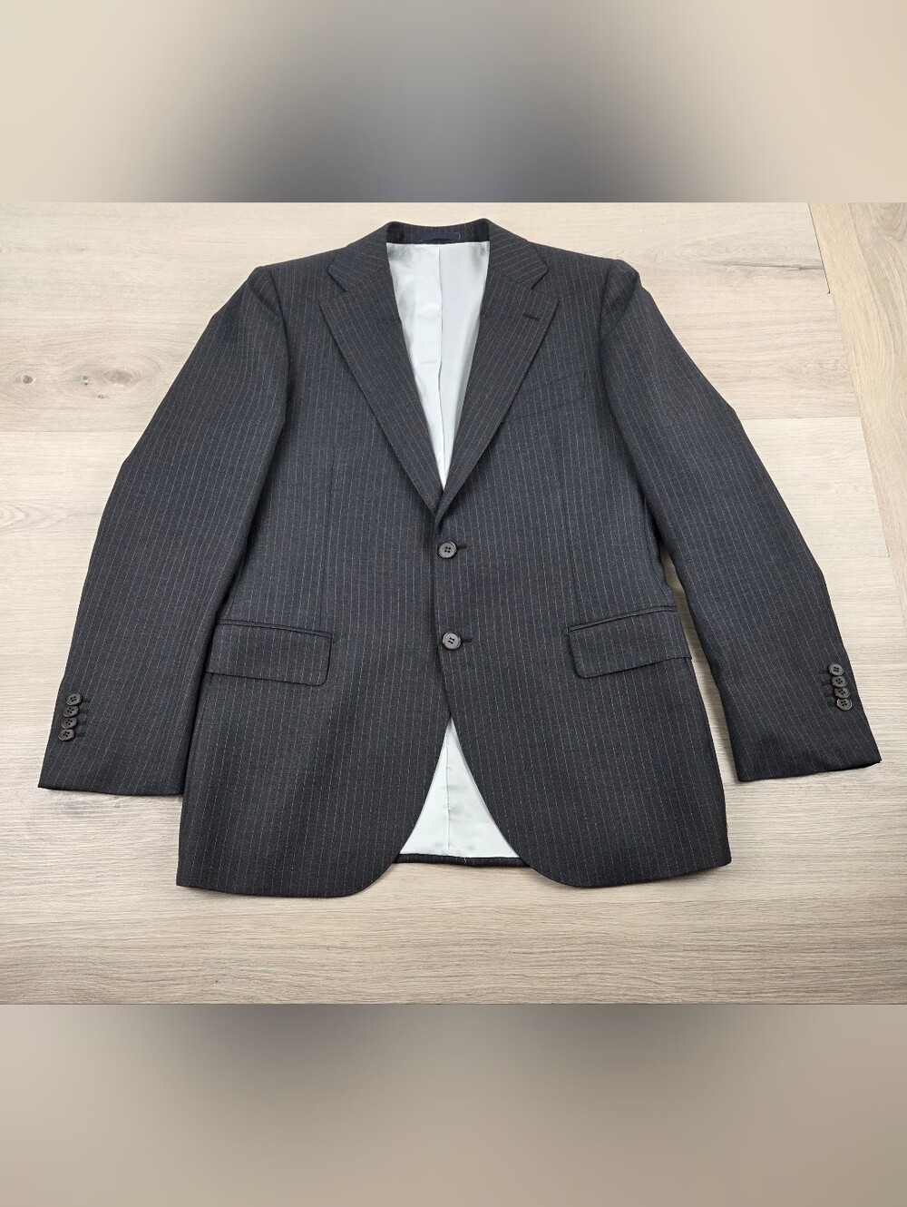 Suitsupply Lazio 3 Piece Suit Men US Size 44 Slim Grey Striped Super 110s Wool